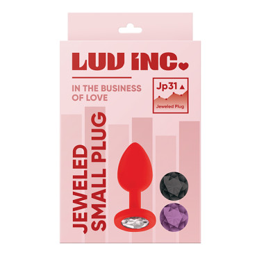 Luv Inc. Jeweled Silicone Butt Plug w/Three Stones - Small Red