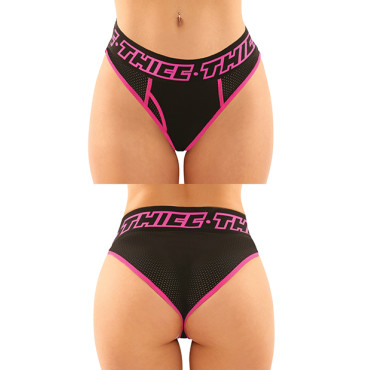 Vibes Buddy Pack Thicc Athletic Mesh Boy Brief & Lace Thong Black/Pnk S/M