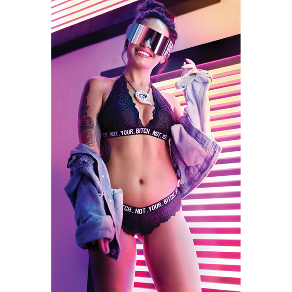 Vibes Not Your Bitch Bralette & Cheeky Panty Black L/XL