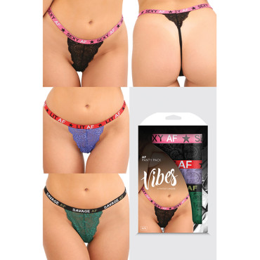 Vibes AF 3 Pack Thongs Assorted Colors O/S
