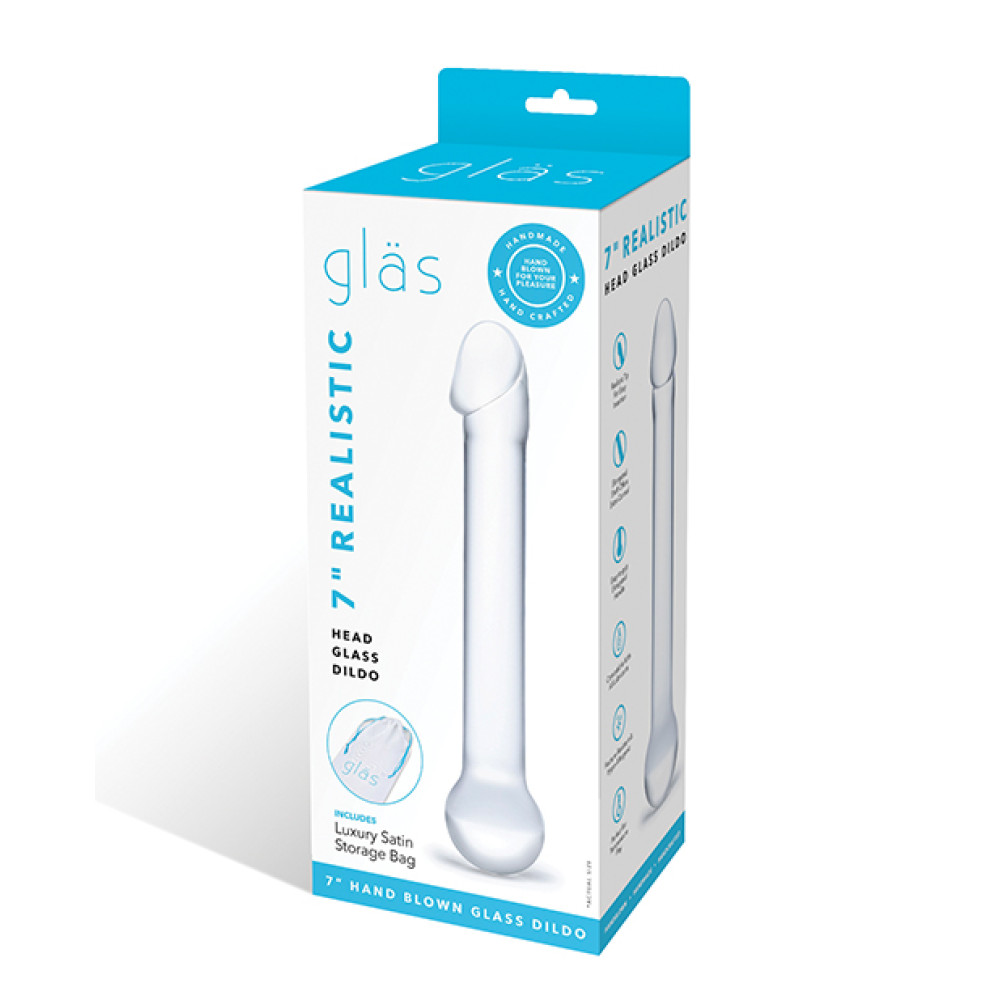 Glas 7" Realistic Head Glass Dildo - Clear