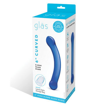 Glas 6" Curved G-Spot Glass Dildo - Blue