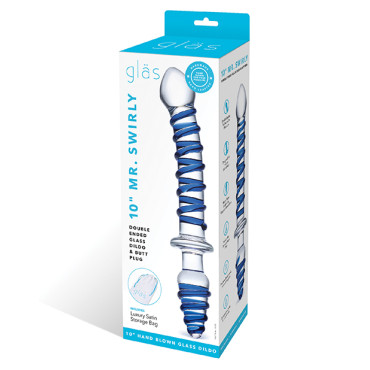 Glas 10"  Mr. Swirly Double Ended Glass Dildo & Butt P