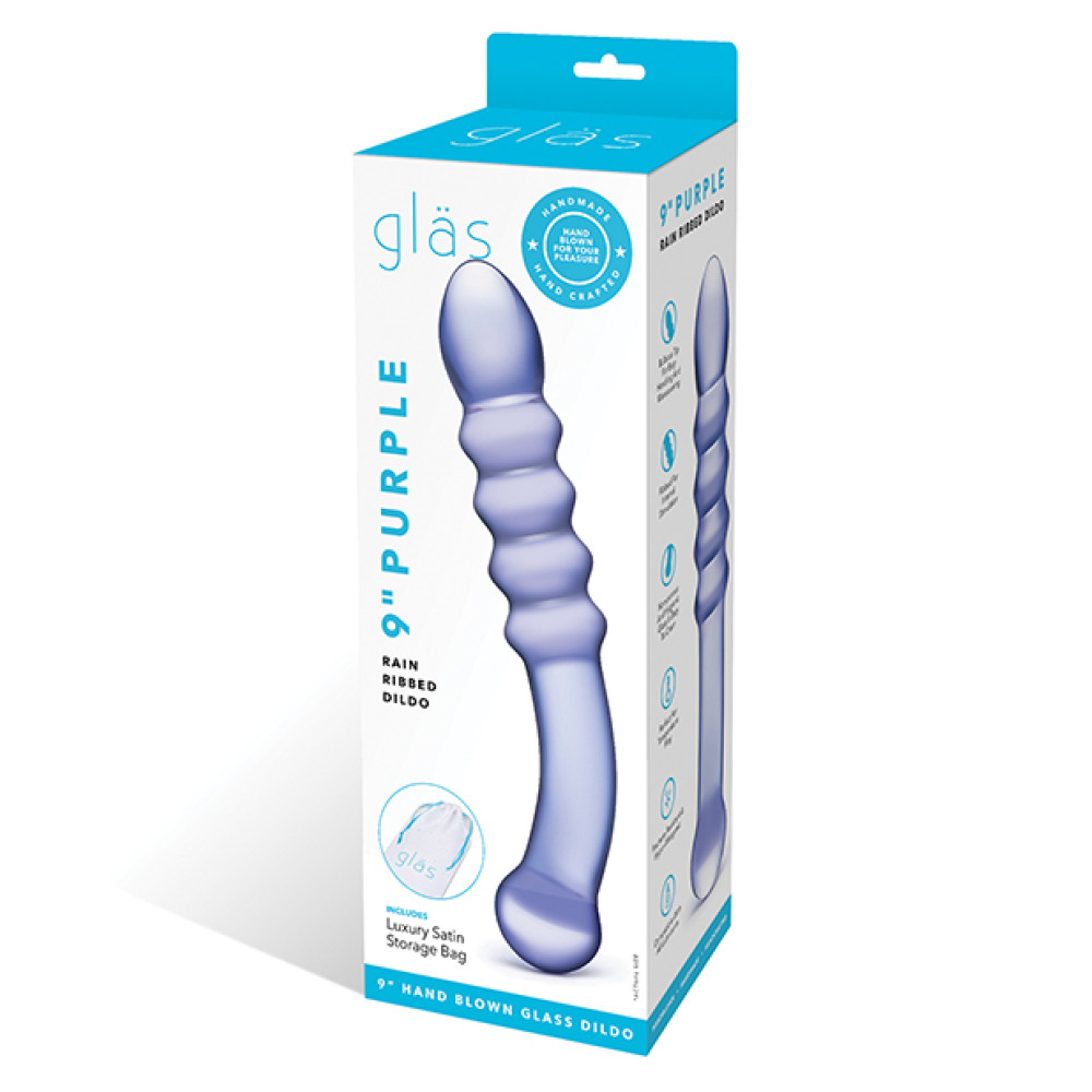 Glas Purple Rain Ribbed Glass Dildo