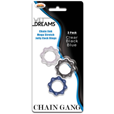 Wet Dreams Chain Gang Cock Rings - Asst. Pack of 3