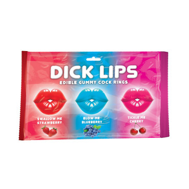 Dicklips Edible Gummy Cock Rings - Asst. Flavors Pack of 3