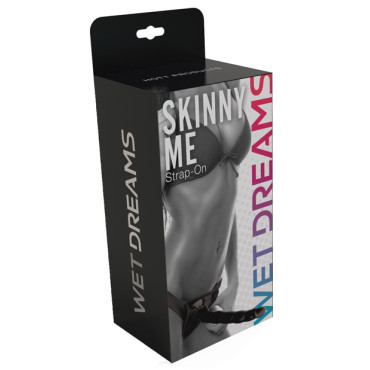 Wet Dreams Skinny Me 7" Strap on w/Harness - Black