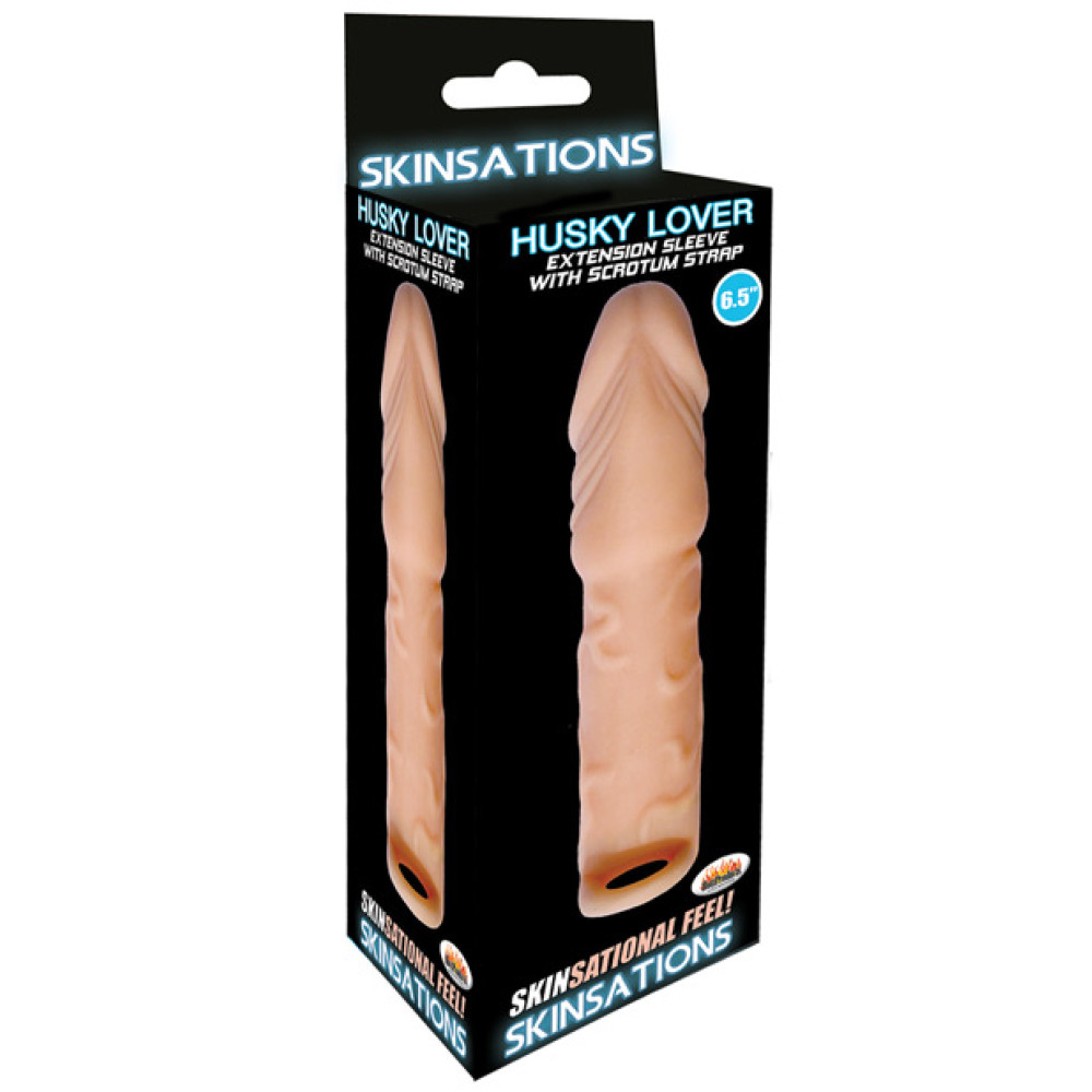 Skinsations Husky Lover 6.5" Extension Sleeve w/Scrotum Strap