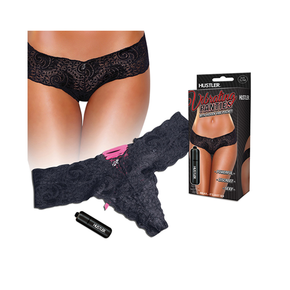 Hustler Vibrating Panties w/Bullet Black S/M