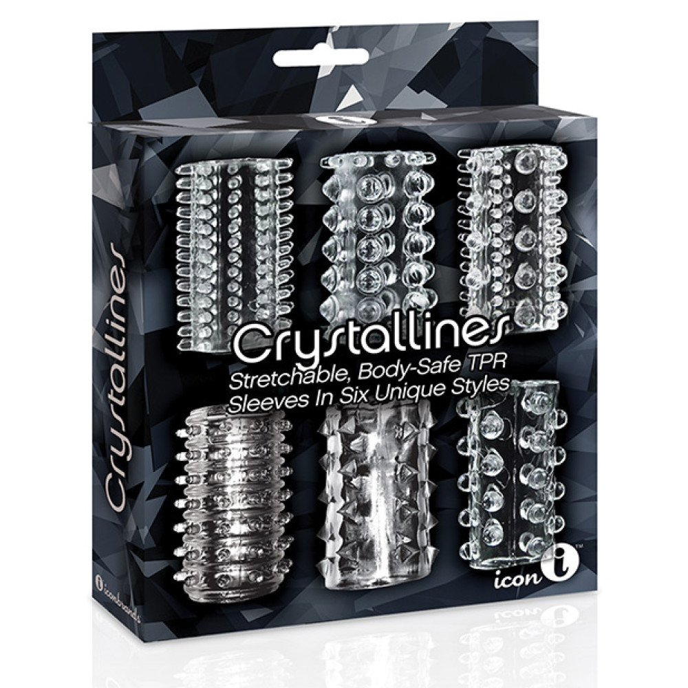 The 9's Crystalline TPR Cock Sleeve 6 Pack - Clear