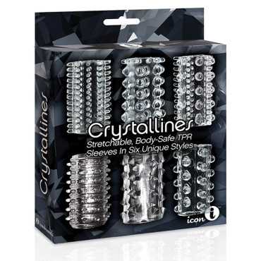 The 9's Crystalline TPR Cock Sleeve 6 Pack - Clear