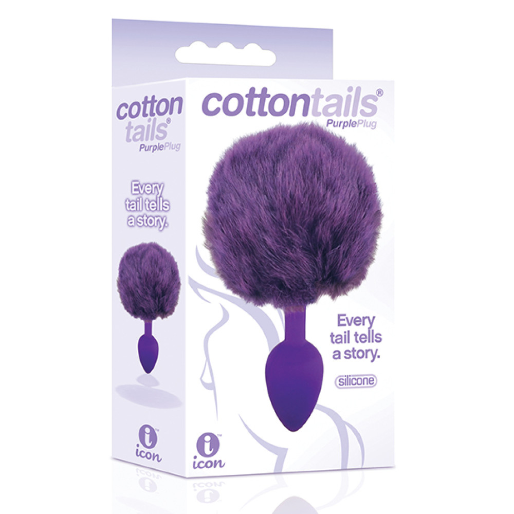 The 9's Cottontails Silicone Bunny Tail Butt Plug - Purple