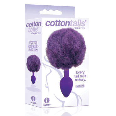 The 9's Cottontails Silicone Bunny Tail Butt Plug - Purple