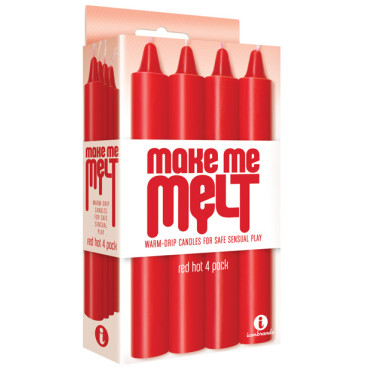 The 9's Make Me Melt Sensual Warm Drip Candles - Red Hot Pack of 4