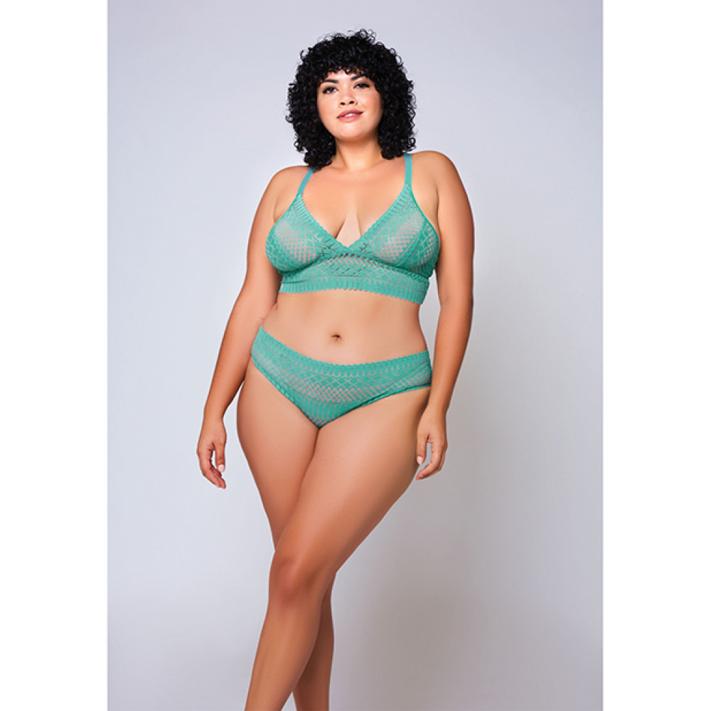 Geometric Lace Bralette & Hipster Teal 2X