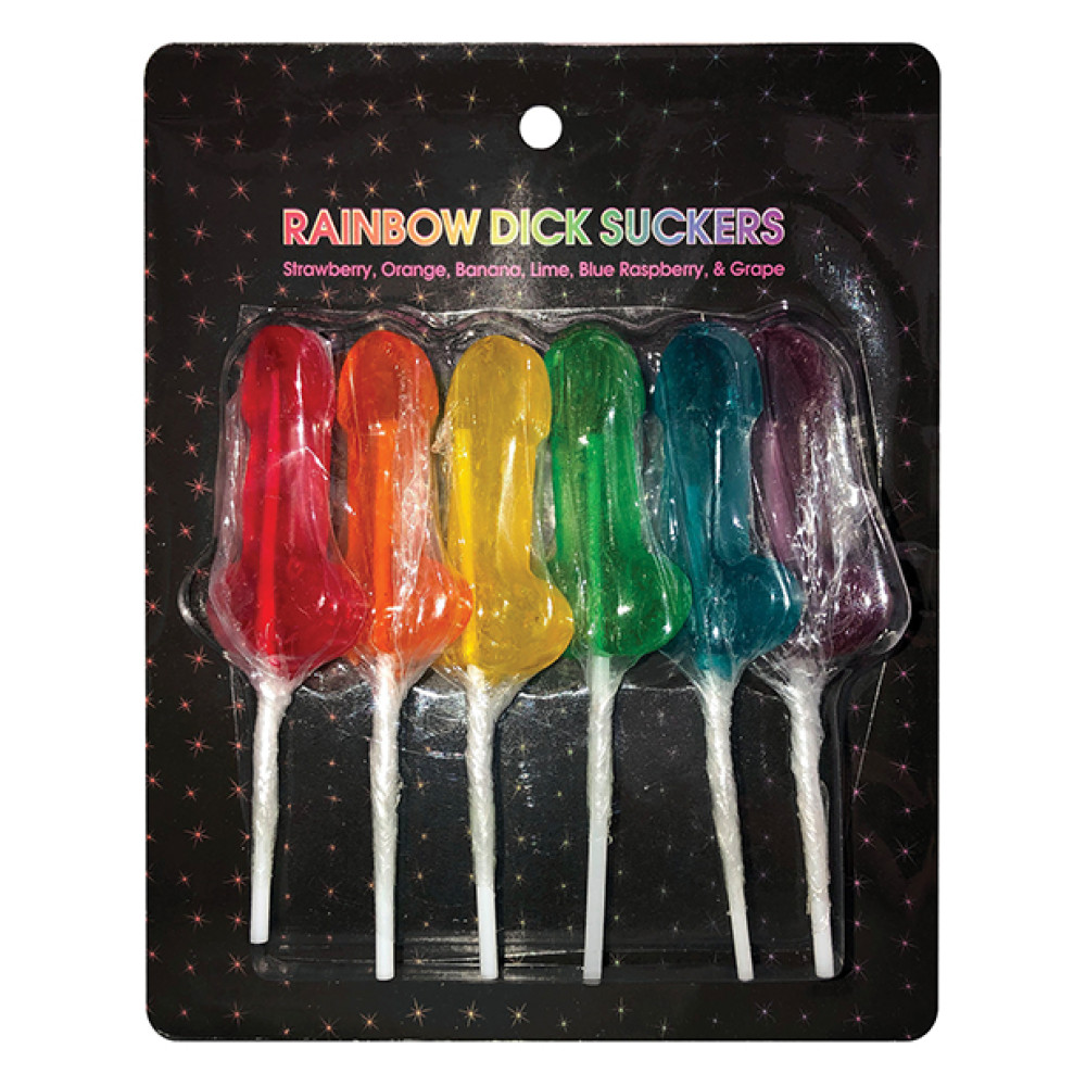 Rainbow Dick Suckers - Asst. Colors/Flavors Pack of 6
