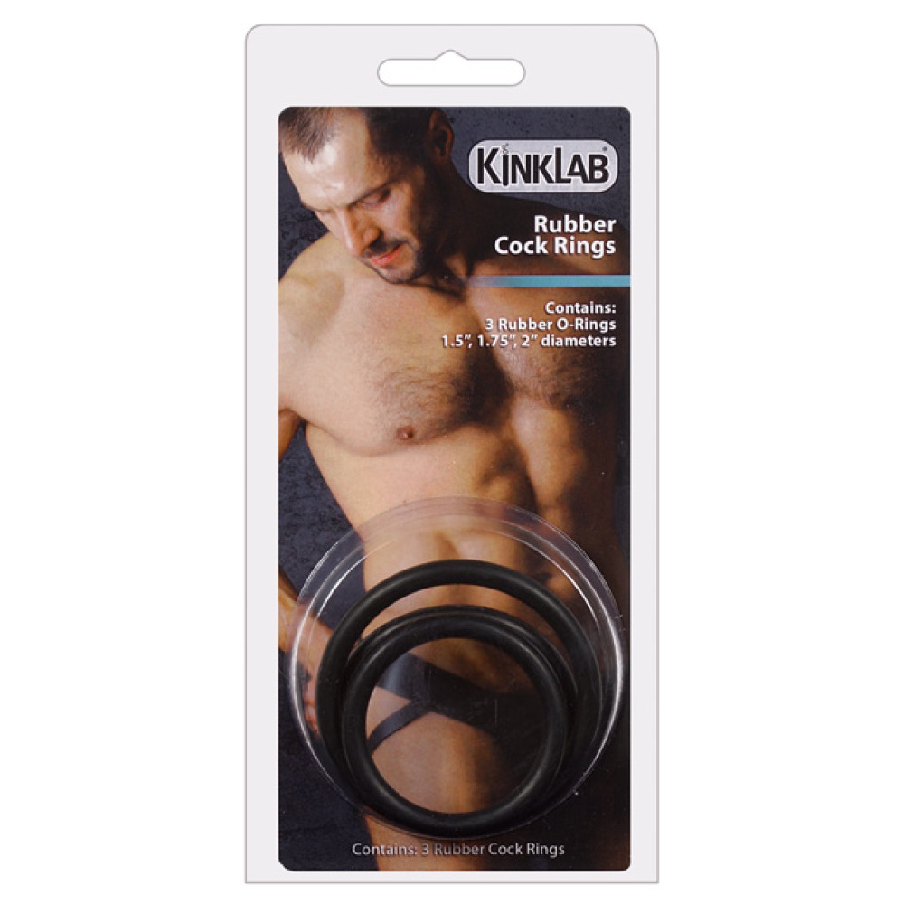 KinkLab Rubber Cock Ring - Pack of 3