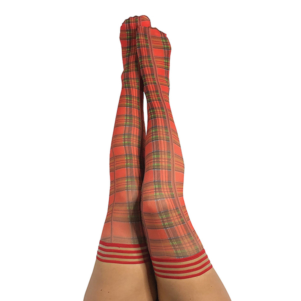 Kix'ies Grace Plaid Thigh Highs Red C