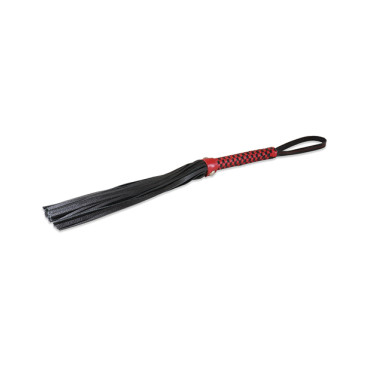 Sultra 16" Lambskin Flogger Classic Weave Grip - Black w/Red Woven Handle