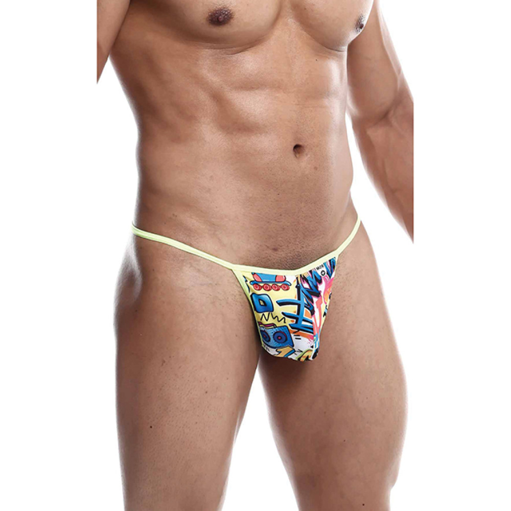 Male Basics Sinful Hipster Wow T Thong G-String Yellow Print SM