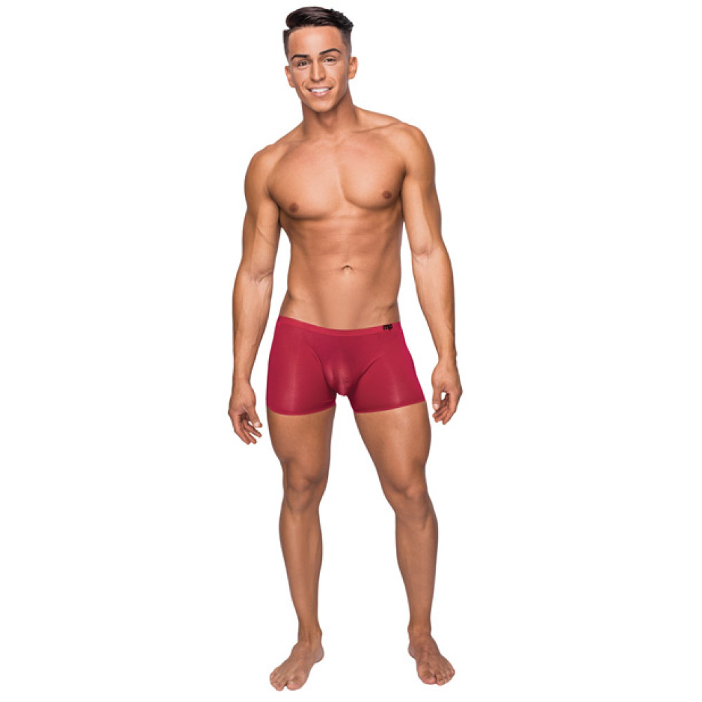 Seamless Sleek Short w/Sheer Pouch Red XL