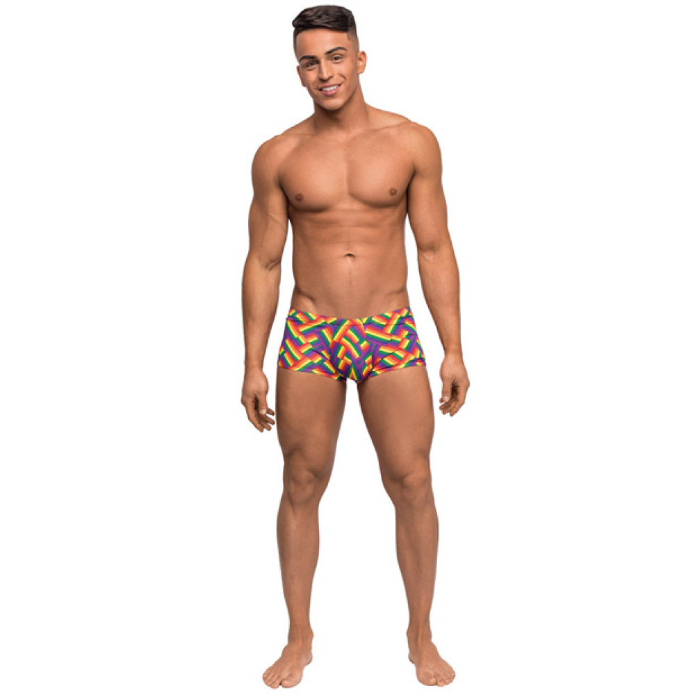 Pride Fest Contoured Pouch Mini Short Rainbow MD