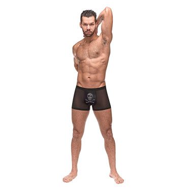 Private Screening Micro Mesh & Modal Skull Pouch Short Black LG