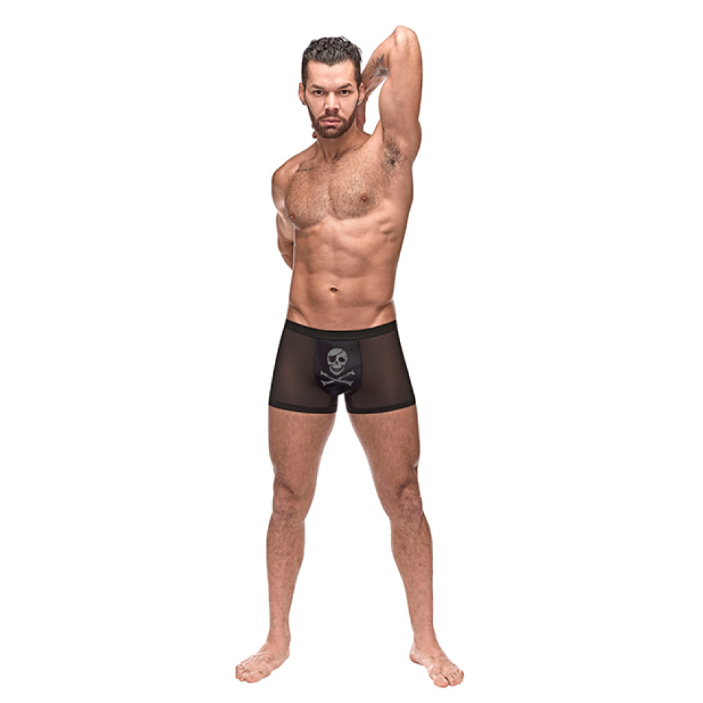 Private Screening Micro Mesh & Modal Skull Pouch Short Black MD