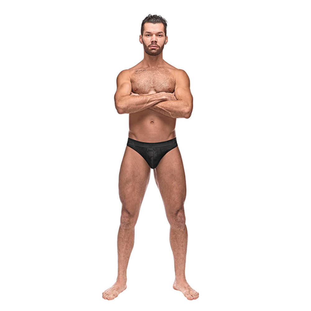 Semi Sheer Embossed Swirl Moonshine Black L/XL