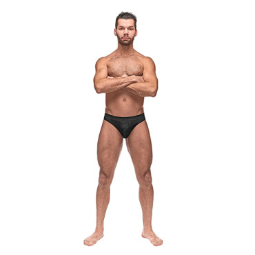 Semi Sheer Embossed Swirl Moonshine Black S/M