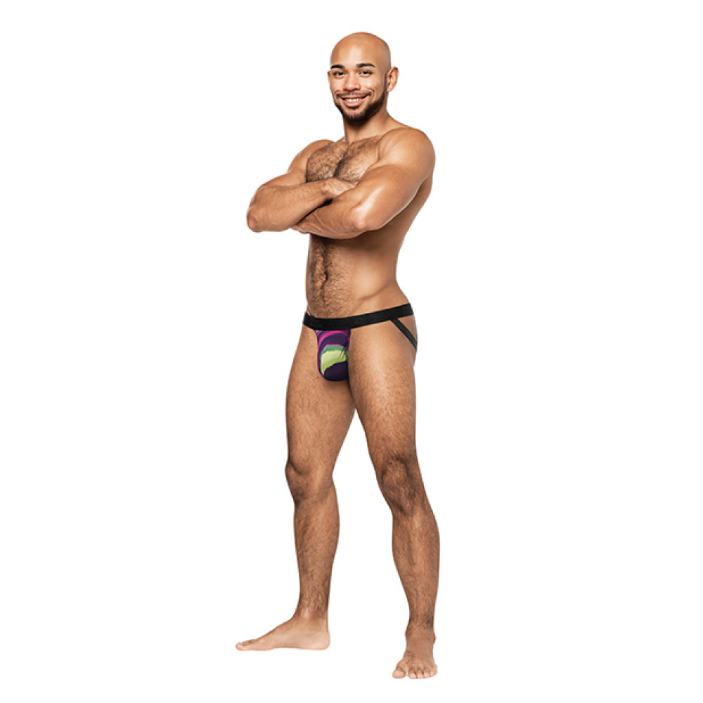Galactic Sheer Poly Spandex Strappy Ring Jock Multi Color S/M