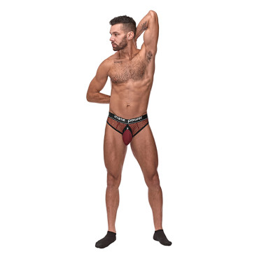 Cock Pit Fishnet Cock Ring Thong Red S/M