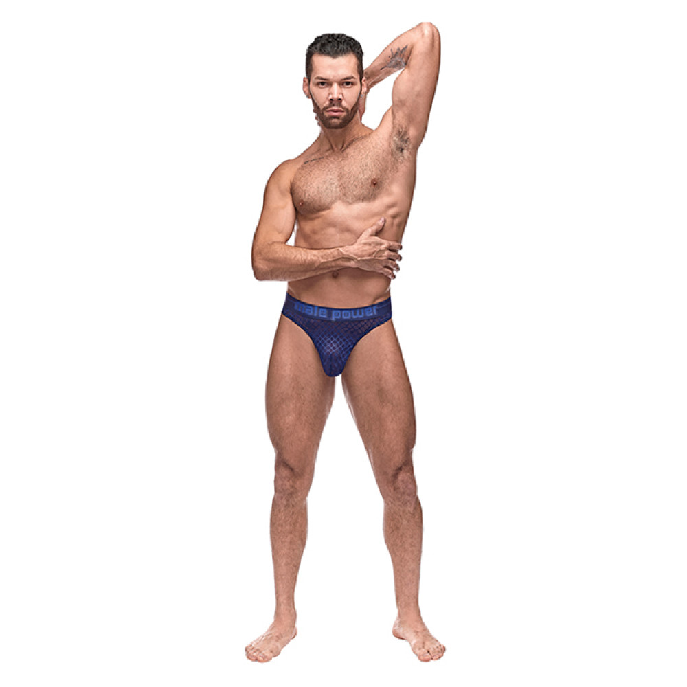 Diamond Mesh Bong Thong Blue S/M