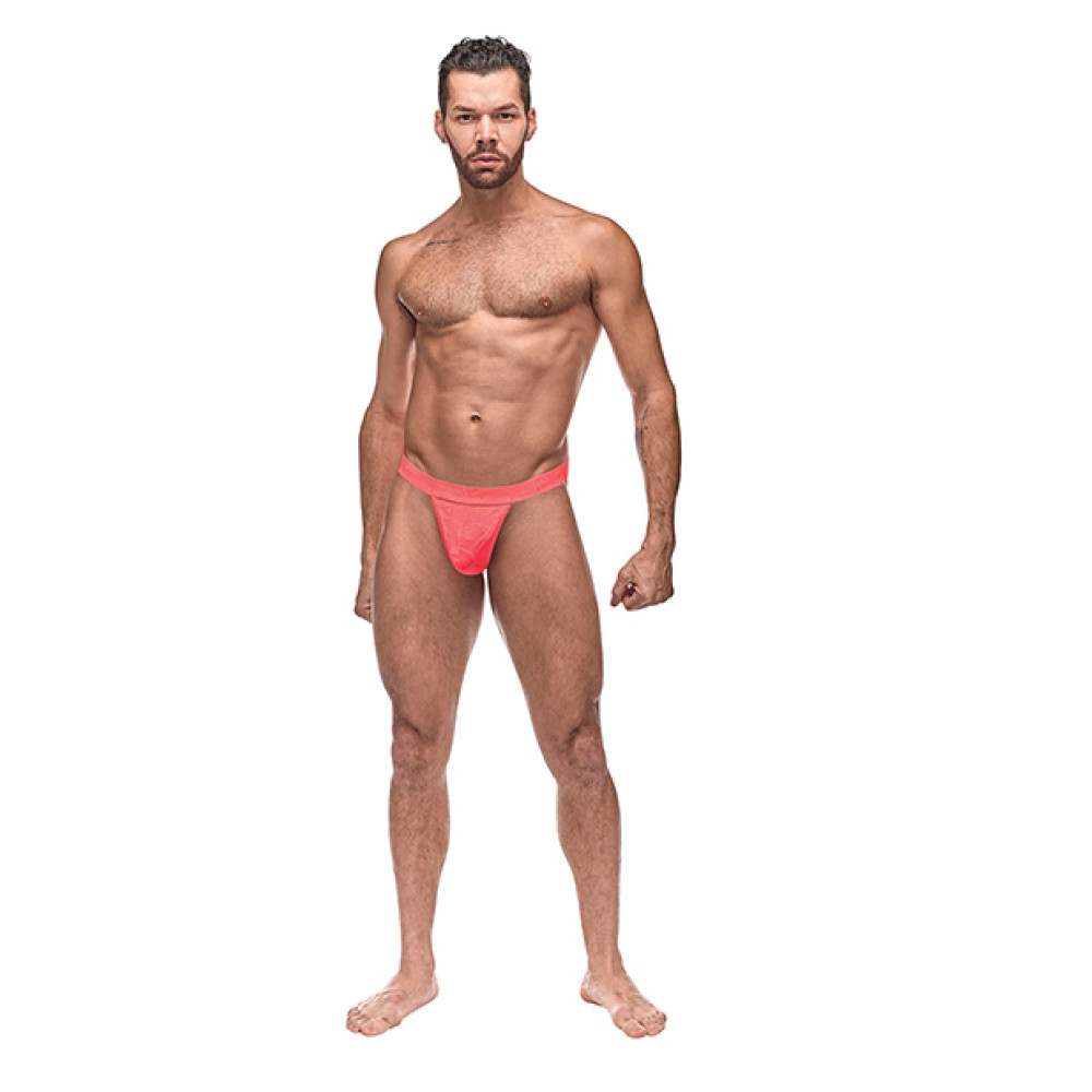 Semi Sheer Embossed Swirl Micro G-String V Coral L/XL