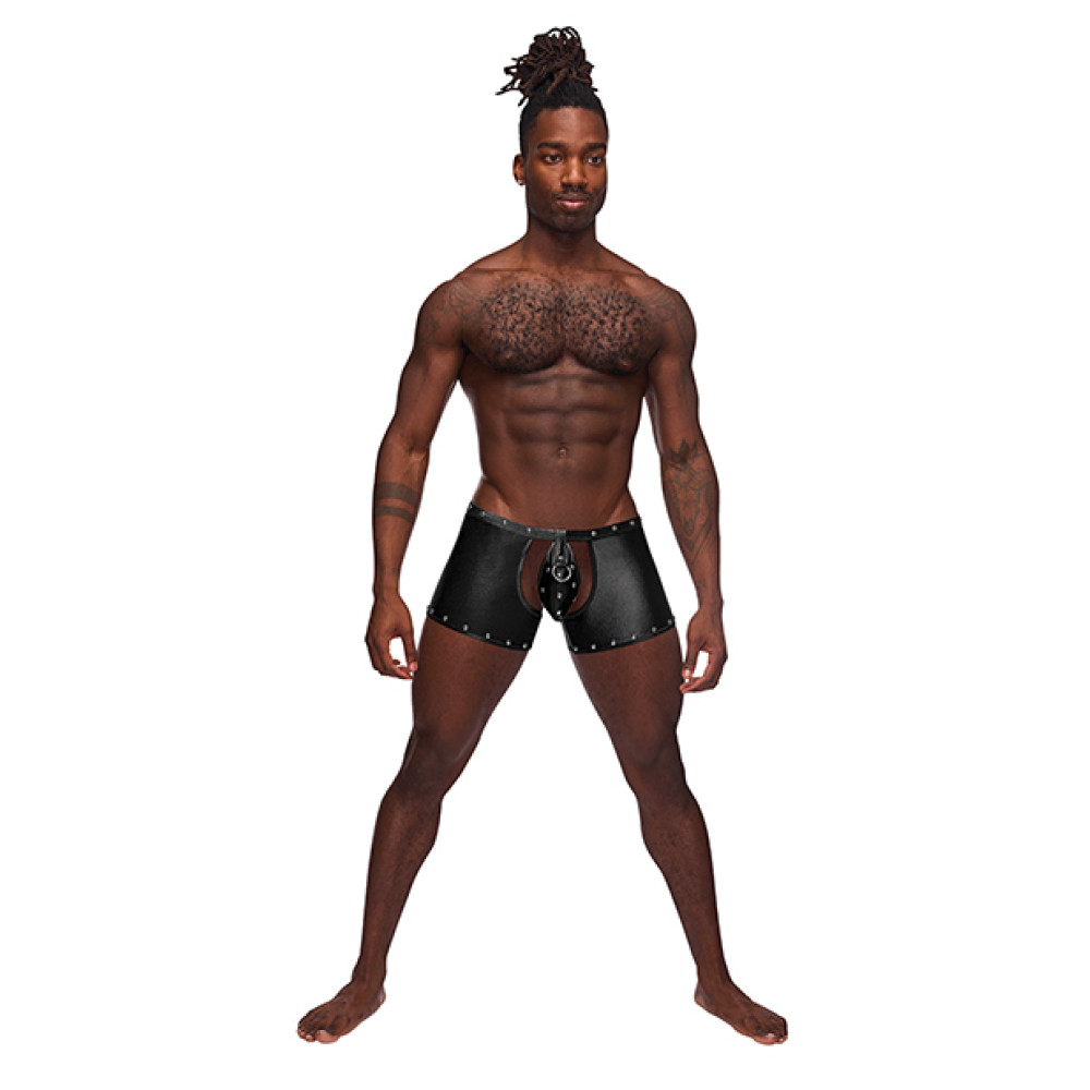 Fetish Poseidon Nylon Spandex Tear Off Cup Thong Short Black S/M