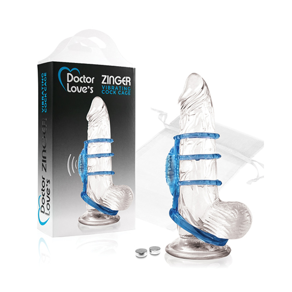 Doctor Love's Zinger Vibrating Cock Cage - Blue