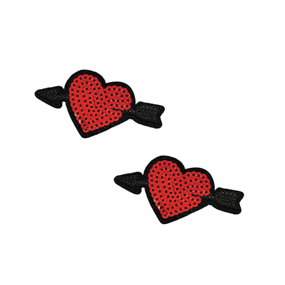 Neva Nude Sequin Arrow Heart Pasties (2 Wears) - Red O/S