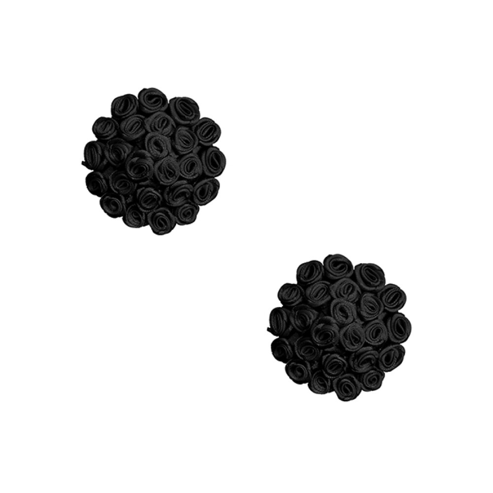 Neva Nude Burlesque Nightfall Roses Reusable Silicone Pasties - Black O/S