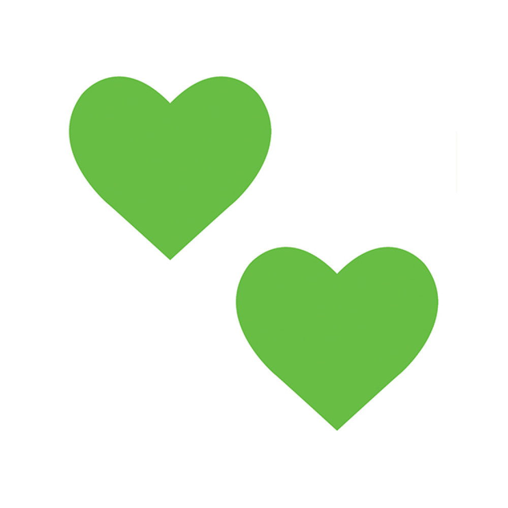Neva Nude Temperature Reactive Heart Pasties - Neon Green