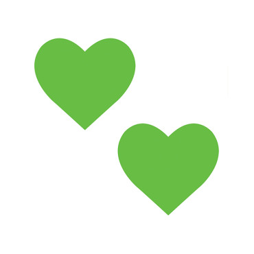 Neva Nude Temperature Reactive Heart Pasties - Neon Green