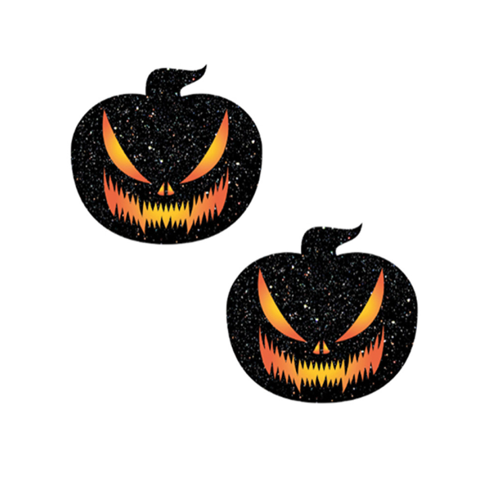 Neva Nude Black Light Jack o Lantern Pasties - Orange/Black O/S