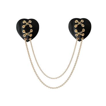 Neva Nude Two Heart Chained Pasties - Black O/S