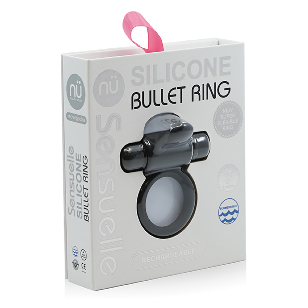Nu Sensuelle 7 Function Silicone Bullet Ring - Black