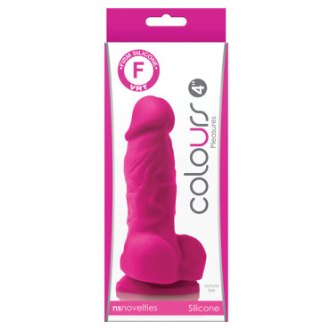 Colours Pleasures 4" Dong w/Balls & Suction Cup - Pink