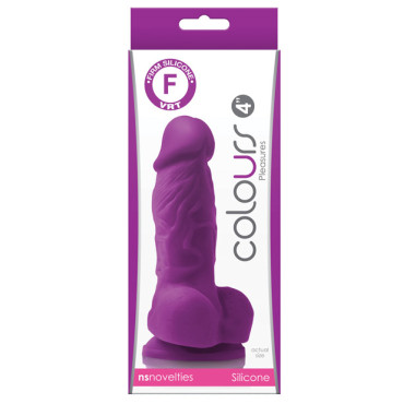 Colours Pleasures 4" Dong w/Balls & Suction Cup - Purple