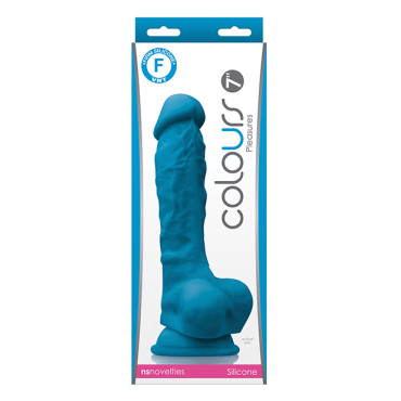 Colours Pleasures 7" Dong w/Balls & Suction Cup - Blue
