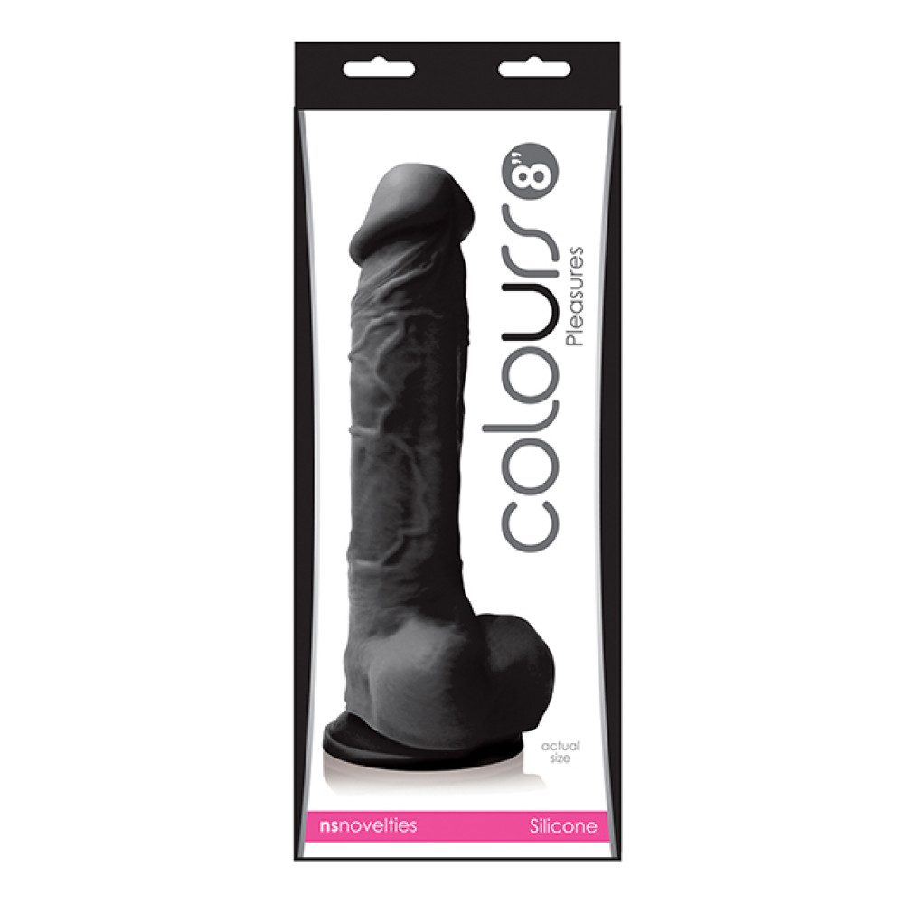 Colours Pleasures 8" Dildo w/Suction Cup - Black