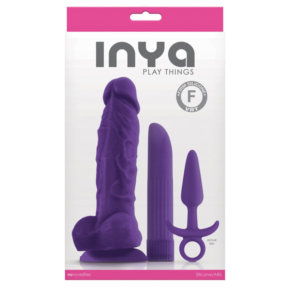 INYA Play Things Set of Plug, Dildo & Vibrator - Purple