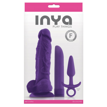 INYA Play Things Set of Plug, Dildo & Vibrator - Purple