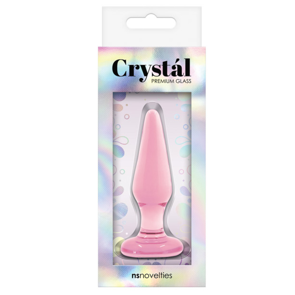 Crystal Glass Tapered Butt Plug Small - Pink